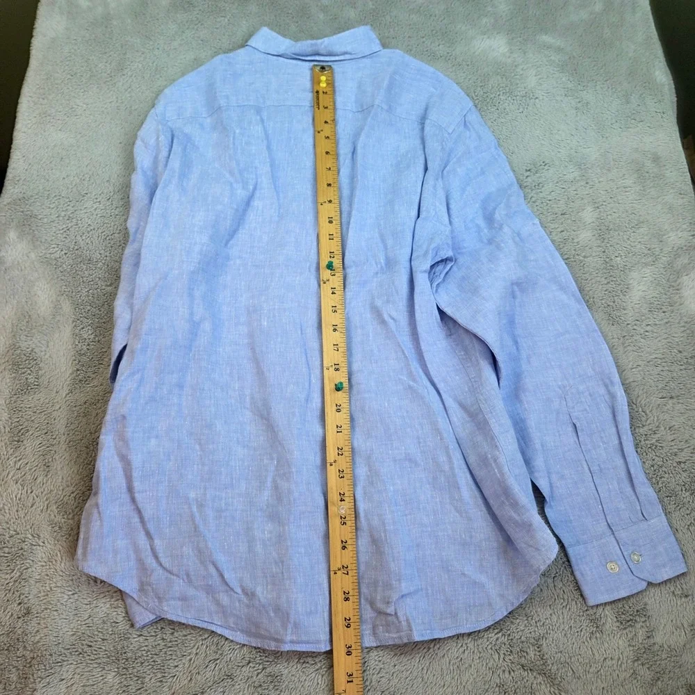 Banana Republic Linen Button Down Mens L Camden Standard Fit Long Sleeve Blue